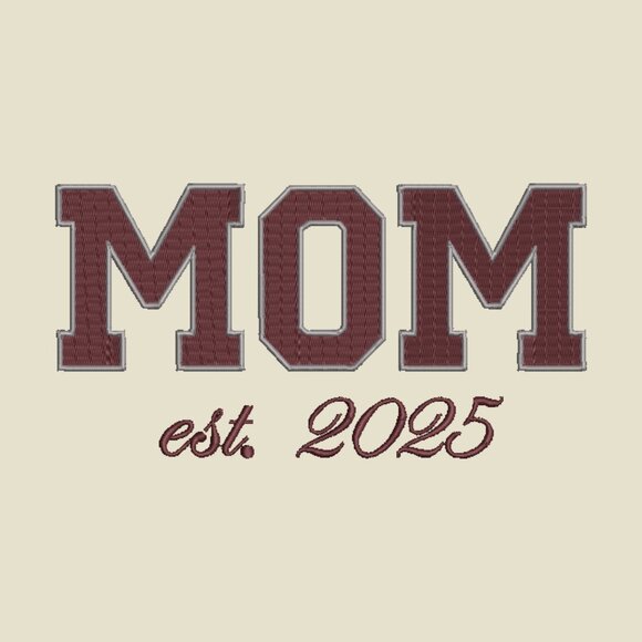 MOM Embroidered Adult Unisex Crewneck Sweatshirt New Mom 2025 Maroon Thread - Picture 7 of 10